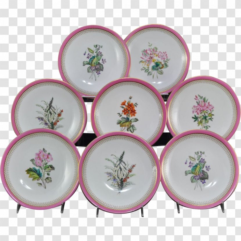Plate Porcelain Tableware - Hand-painted Flower Material Transparent PNG