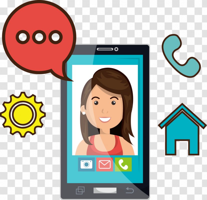 Cartoon Mobile Phone Videotelephony Clip Art - Vector Cell Video Call Transparent PNG