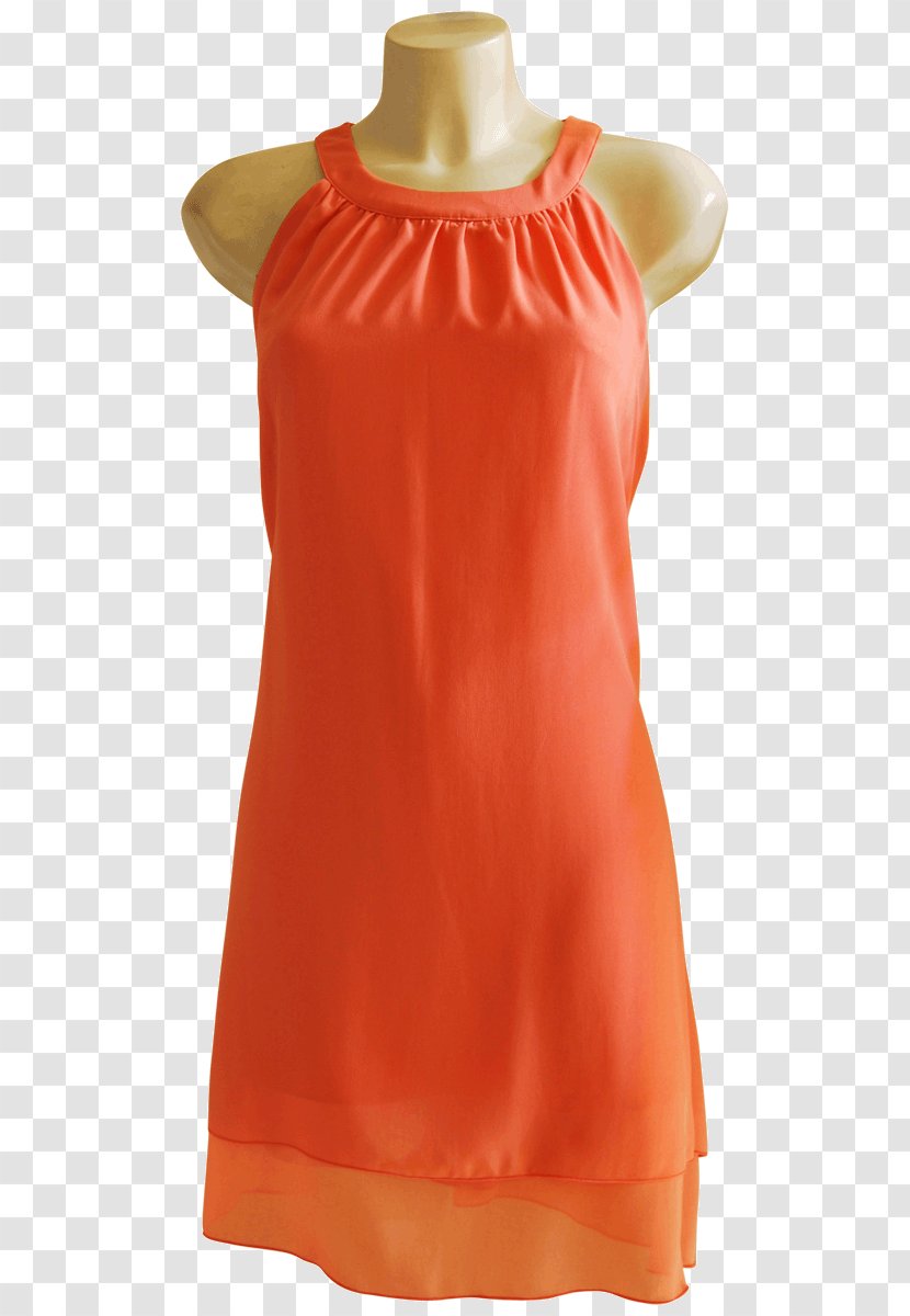 Neck Dress - Peach - Lace Strip Transparent PNG