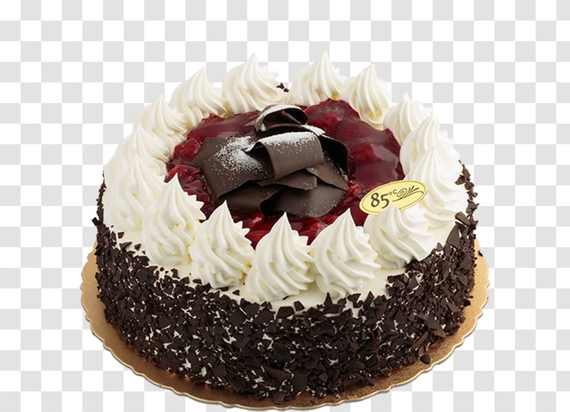 Frosting & Icing Black Forest Gateau Chocolate Truffle Birthday Cake - Dessert Transparent PNG