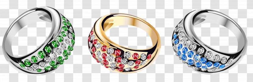 Ring Set With Diamonds Clipart - Gold Transparent PNG