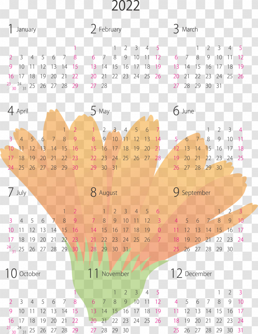 2022 Yearly Calendar Printable 2022 Yearly Calendar Transparent PNG