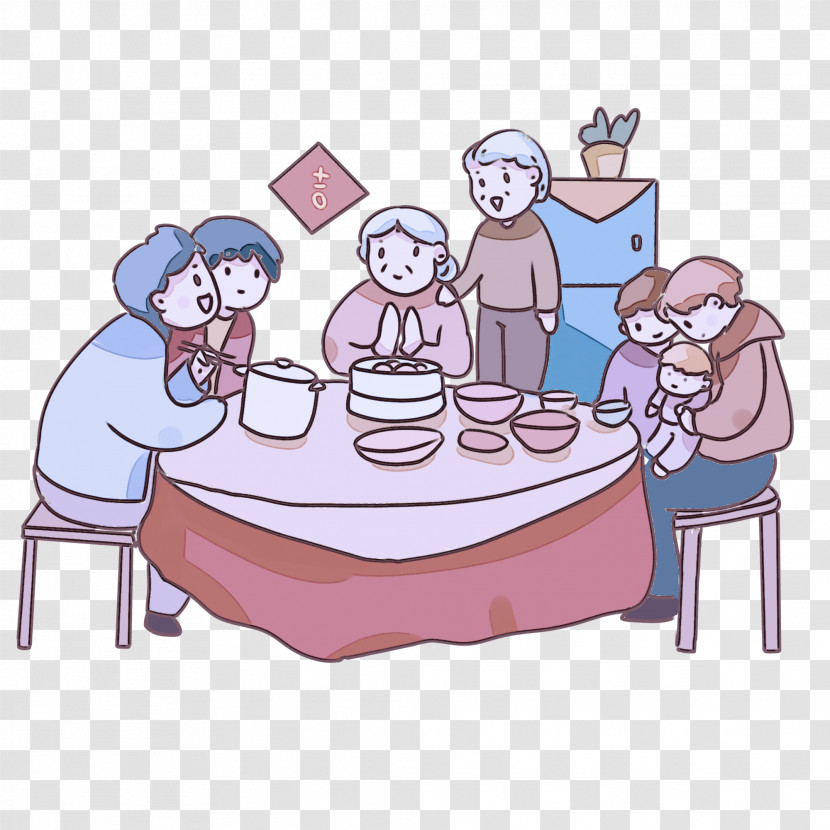 Cartoon Table Sharing Transparent PNG