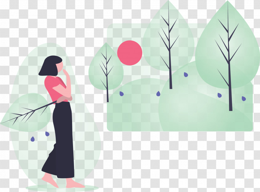 Forest Tree Girl Transparent PNG