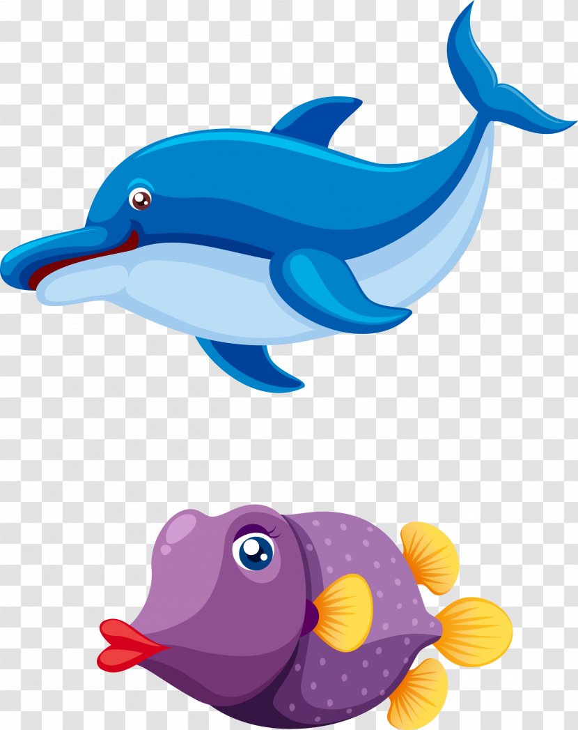 Cartoon Dolphin - Blue - Vector Dolphins Transparent PNG