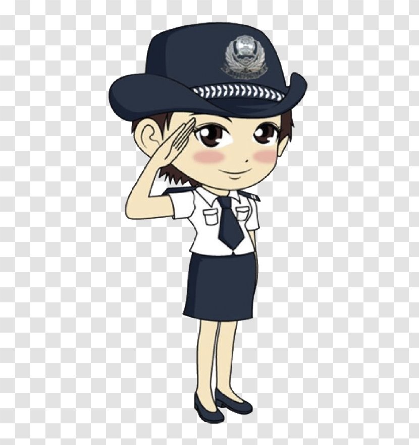 Police Officer Salute Cartoon Clip Art - Female Transparent PNG