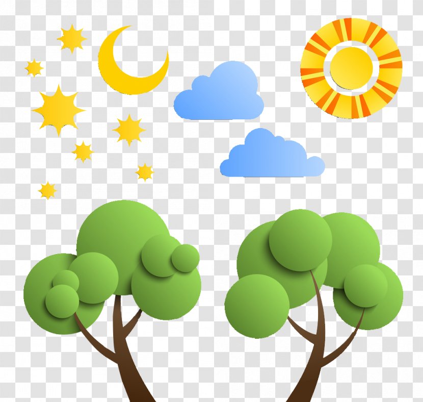 Cloud Moon Star Clip Art - Grass - Three-dimensional Cartoon Tree Transparent PNG