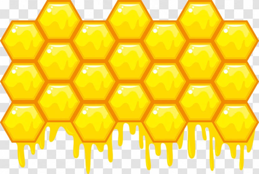 Bee Honeycomb Hexagon Illustration - Symmetry - Yellow Cute Grid Vector Transparent PNG