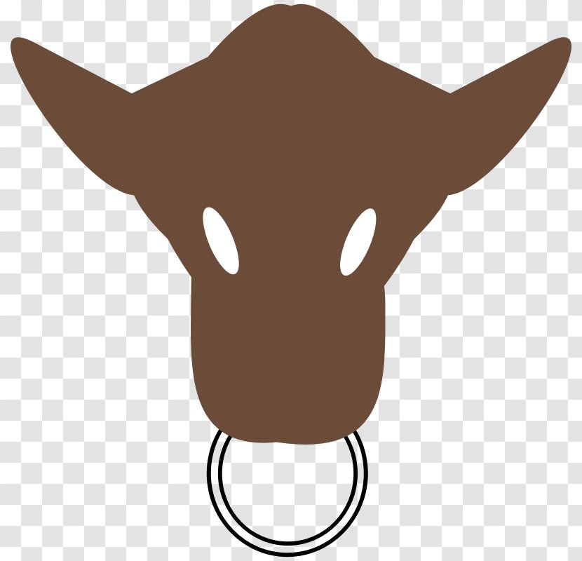 Spanish Fighting Bull Clip Art - Nose Ring - Head Silhouette Transparent PNG