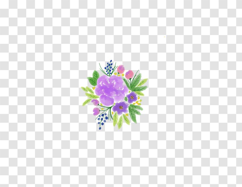 Purple Watercolor Flower - Floral Design - Hydrangea Delphinium Transparent PNG