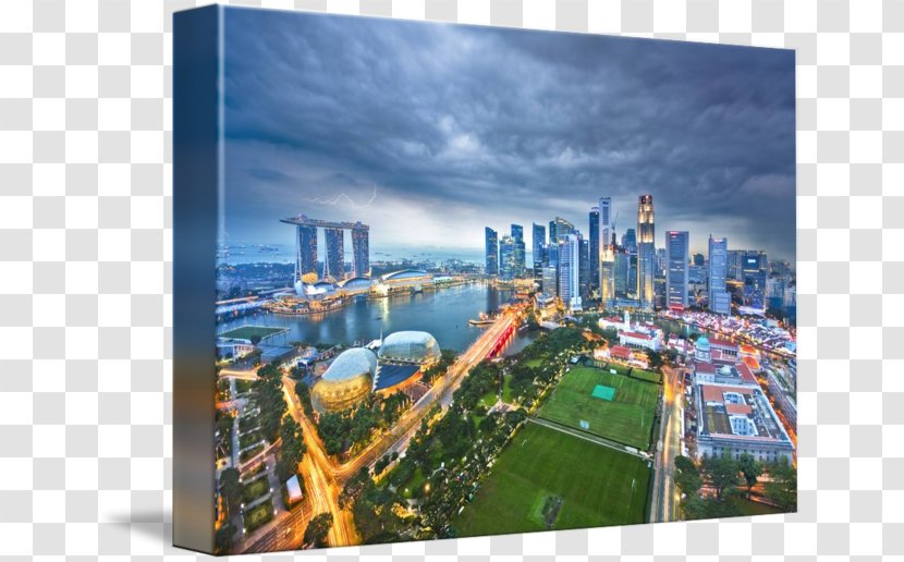 Marina Bay Sands Singapore Skyline Painting Gallery Wrap Cityscape Transparent PNG