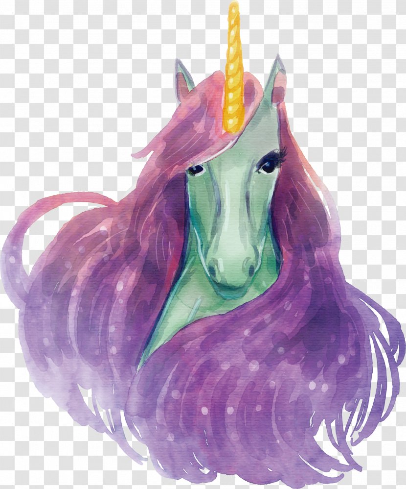 Unicorn Euclidean Vector Gratis Icon - Birthday Card - A With Purple Mane Transparent PNG