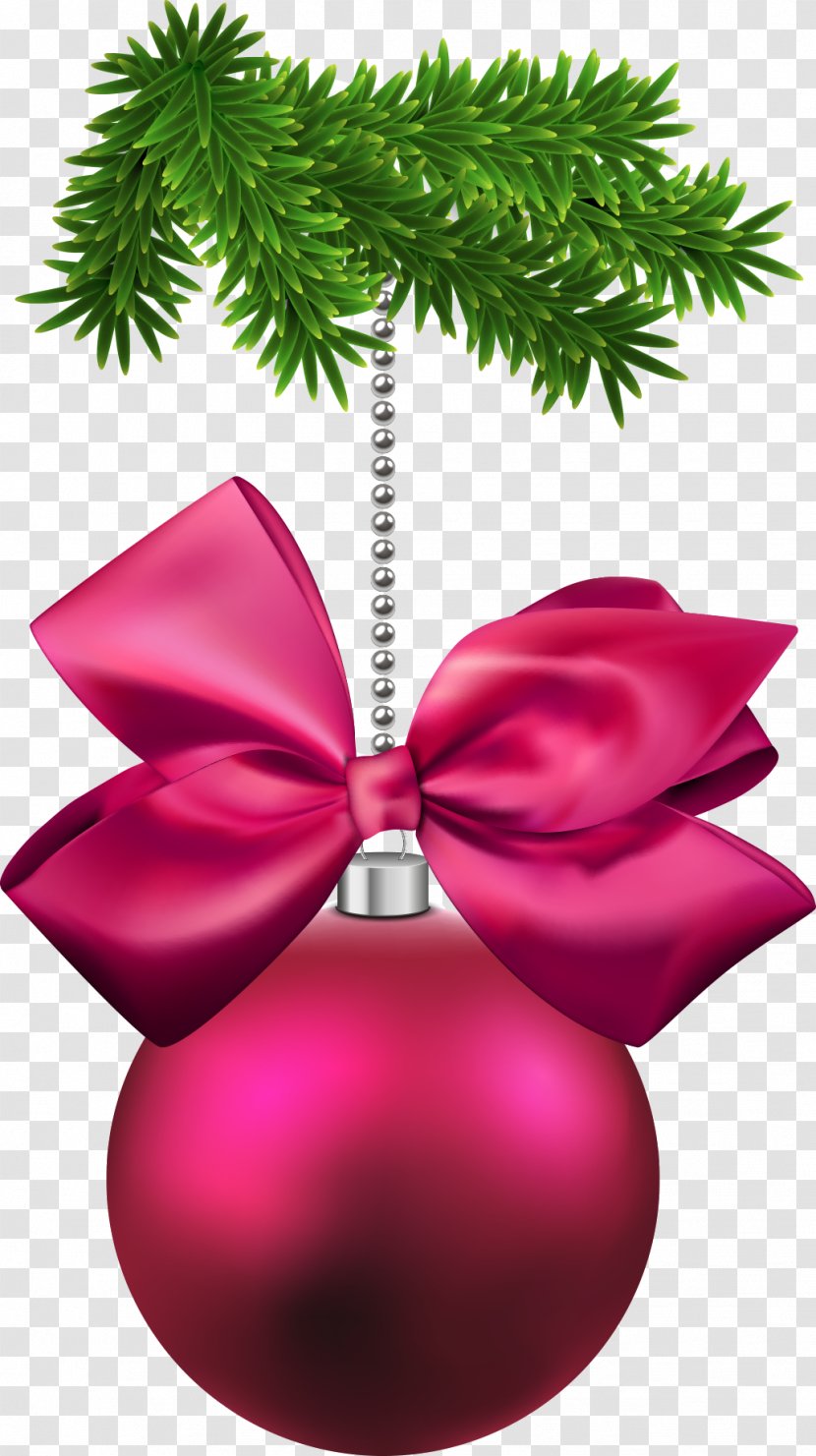 Christmas Ornament Decoration Tree - Bow And Ball Transparent PNG