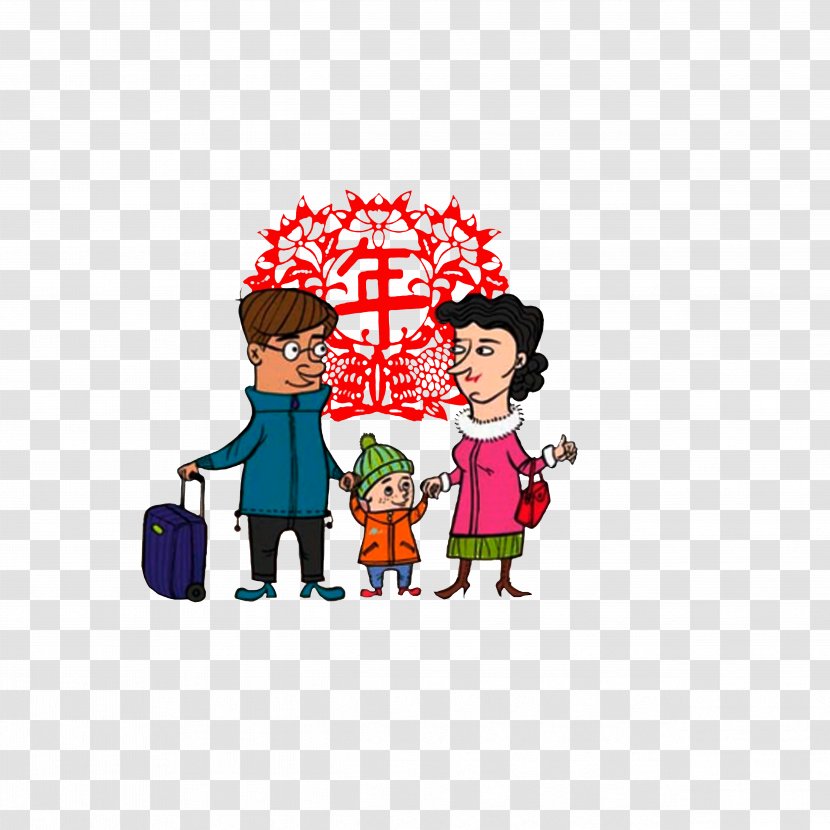 U56deu5a18u5bb6 Chinese New Year Husband Parent-in-law Daughter - A Family Of Three Returned Home Together Transparent PNG