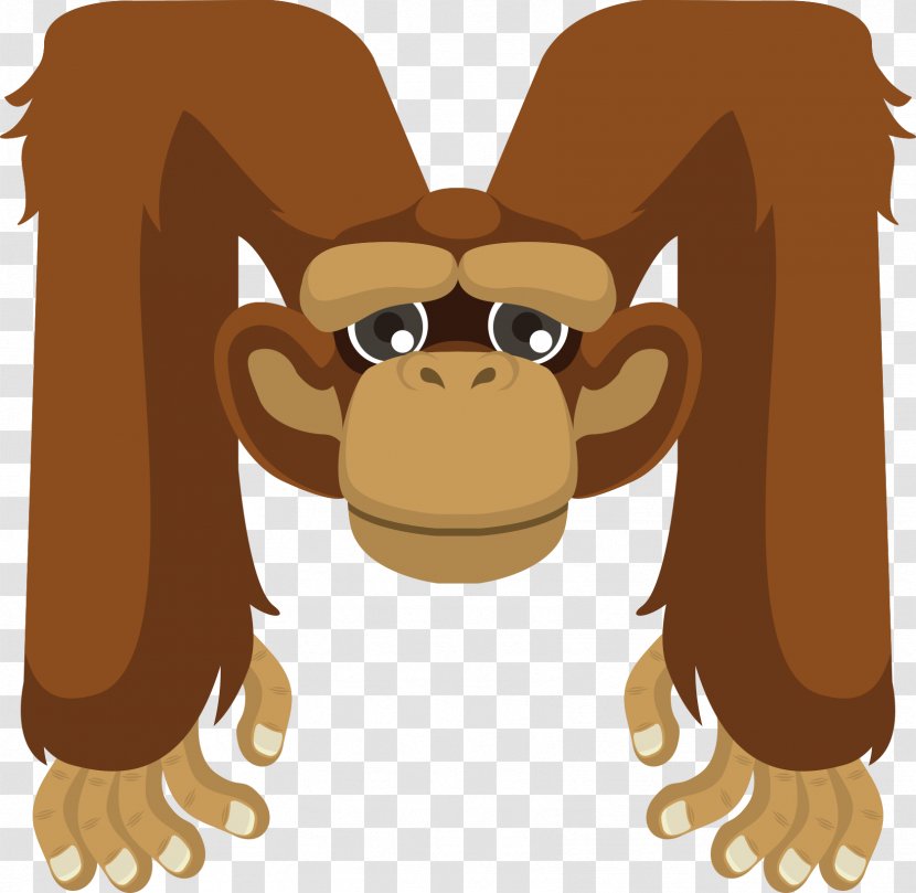 Monkey Orangutan Gorilla Ape - Vector Letter Transparent PNG