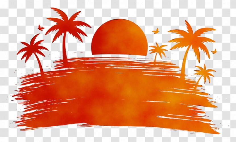 Summer Palm Tree - Orange - Plant Transparent PNG
