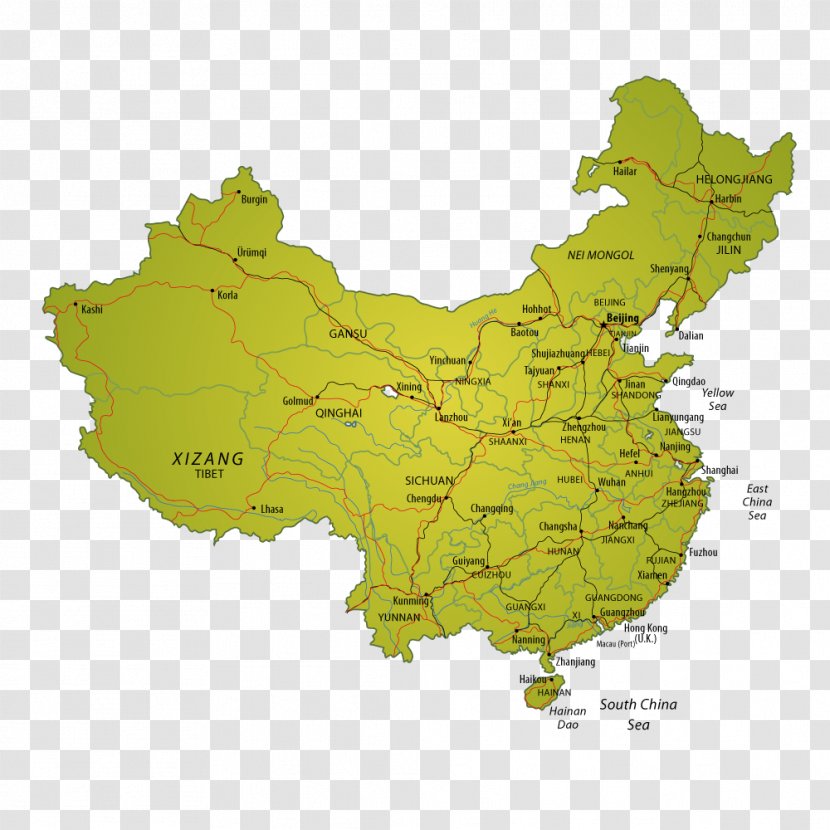 China Vector Map Blank - Designer Postcard Transparent PNG