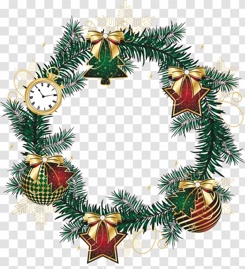 Christmas Garland Kerstkrans Santa Claus - Wreath Transparent PNG