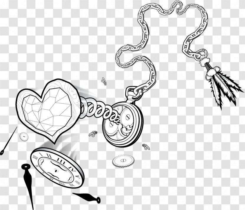 Drawing Line Art Cartoon Body Jewellery Clip - Tree - Time Flies Transparent PNG