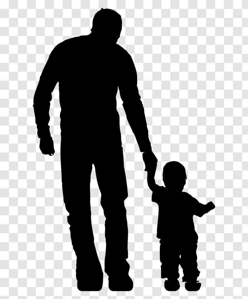 Father Child Son Clip Art - Black And White Transparent PNG