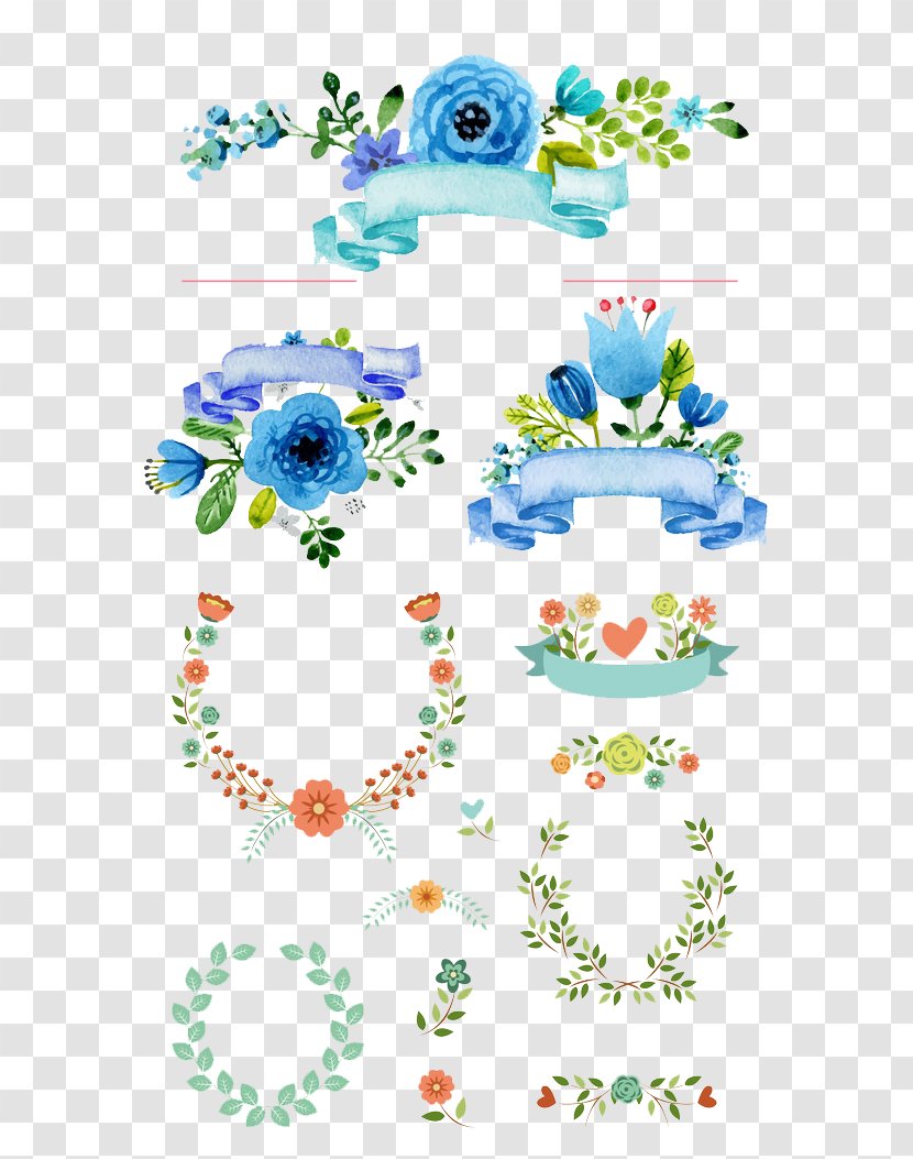 Floral Design Watercolor Painting Flower Drawing - Paint - Beautifully Hand-painted Bouquet Wreath Vector Transparent PNG