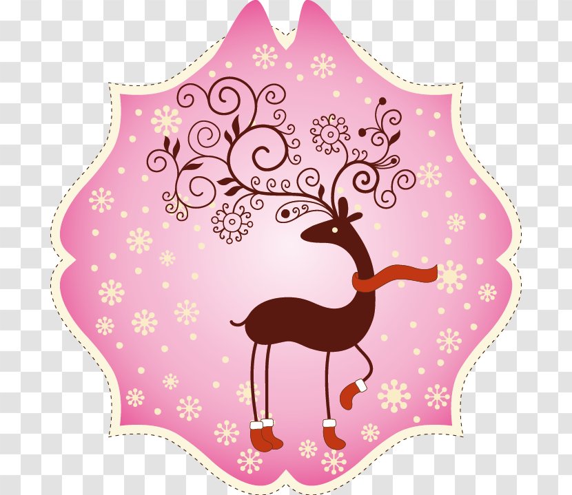 Reindeer Christmas Card Greeting - Visual Arts - Cartoon Snowflake Deer Transparent PNG