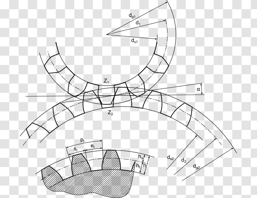 Gear Technical Drawing Involute Technique - Wing - Kola Transparent PNG