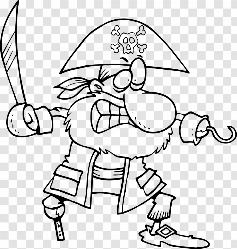 Piracy Black And White Drawing Cartoon - Heart - Pirate Transparent PNG