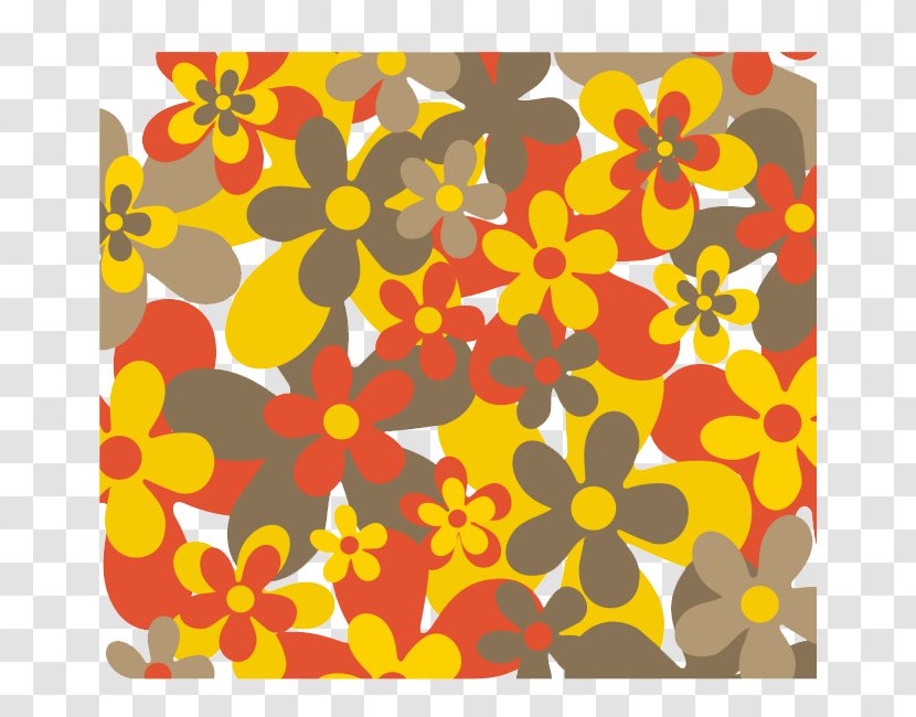 Dense Flowers Cute Cartoon Design - Retro Style - Floristry Transparent PNG