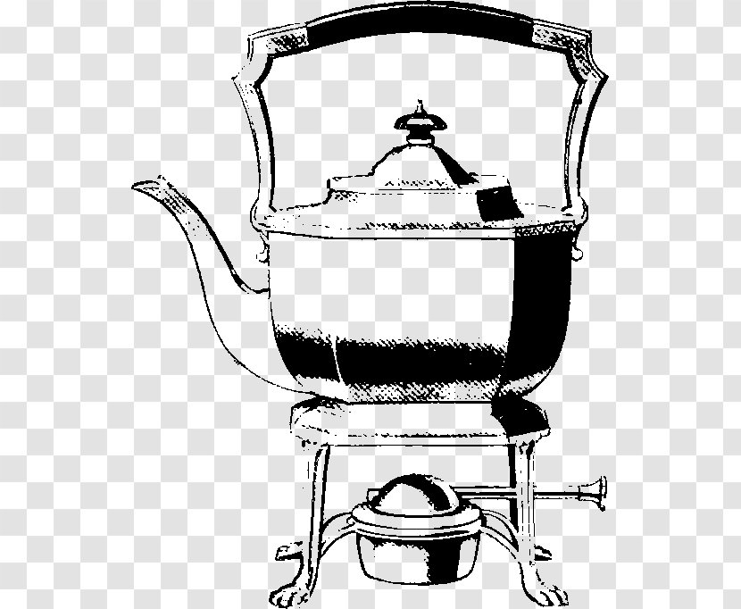 Coffee Cup Kettle Drawing Cookware Teapot - Black And White - Jq Transparent PNG