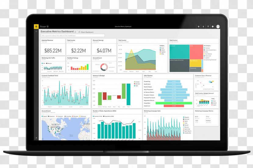 Power BI Business Intelligence Data Visualization Dashboard Microsoft Dynamics - Nav - Dynamic Element Transparent PNG