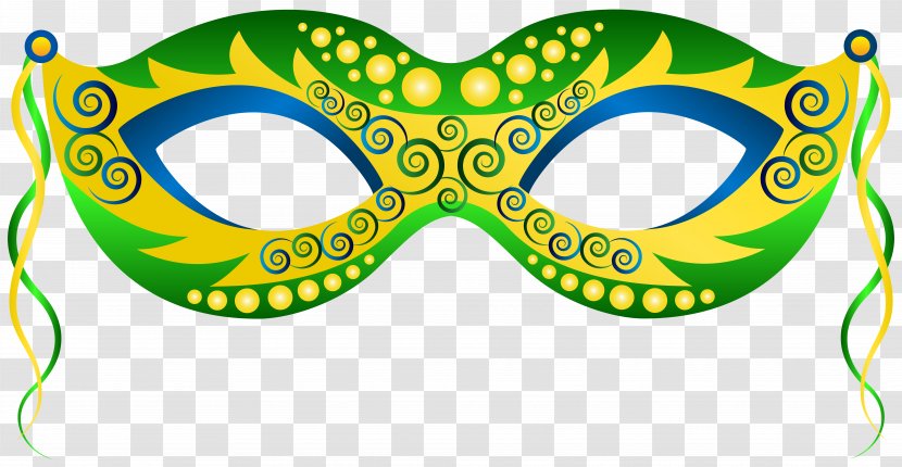 Mask Carnival Mardi Gras Clip Art - Goggles - Green Yellow Image Transparent PNG