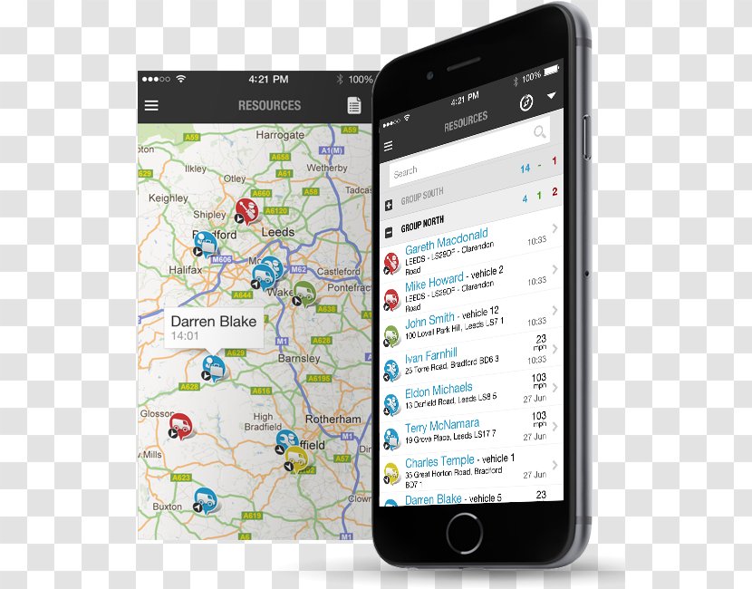 Smartphone Mobile App Vehicle Tracking System Application Software - Telephony - Large Screen Phone Transparent PNG