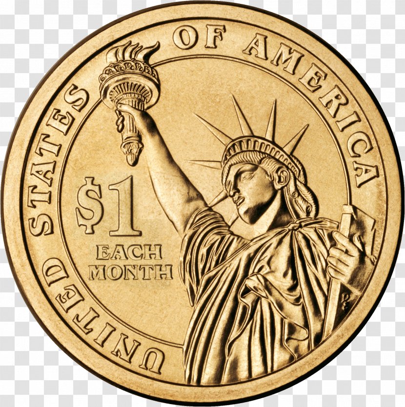 Presidential $1 Coin Program Dollar United States - Penny - Gold Coins Transparent PNG