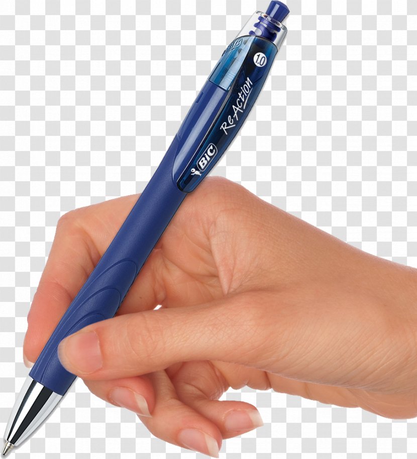 Pen Bic Paper Writing - Blue - In Hand Image Transparent PNG