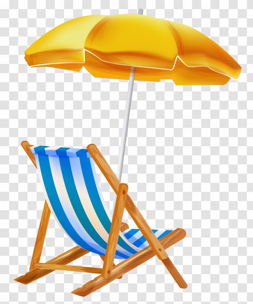 Beach Umbrella With Chair Clipar - Deckchair - Outdoor Furniture Transparent PNG