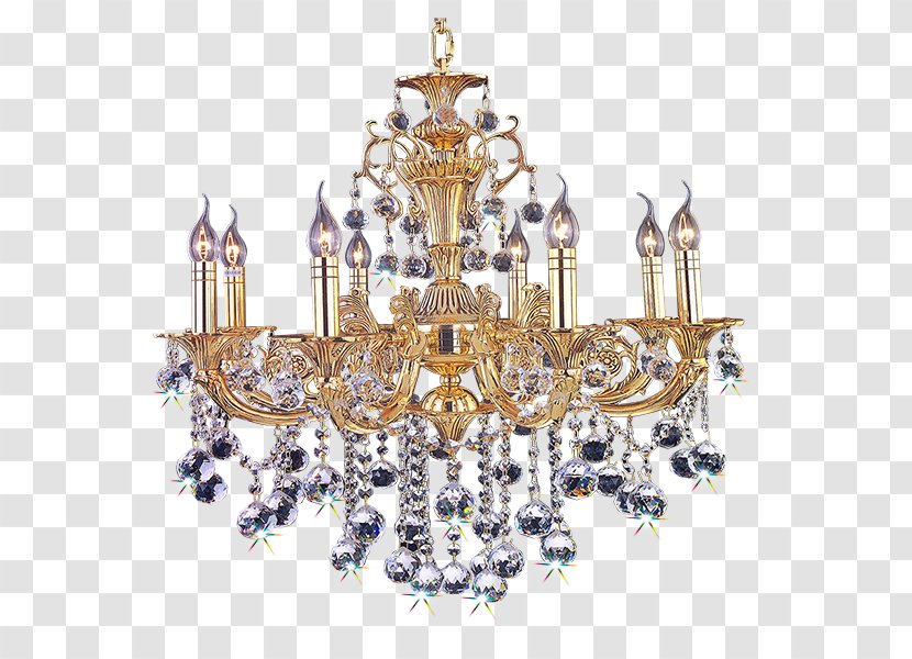 Chandelier Lighting - Led Lamp - European Style Retro Golden Transparent PNG