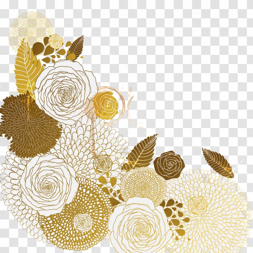 Flower Euclidean Vector - Petal - Golden Pattern Transparent PNG