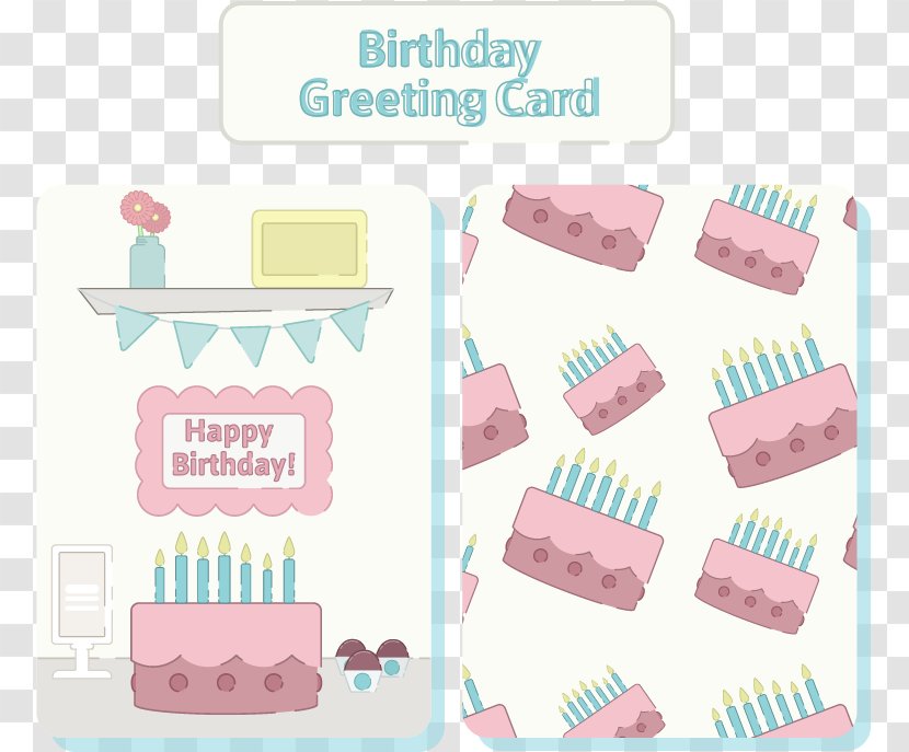 Vector Cute Birthday Card - Clip Art - Material Transparent PNG