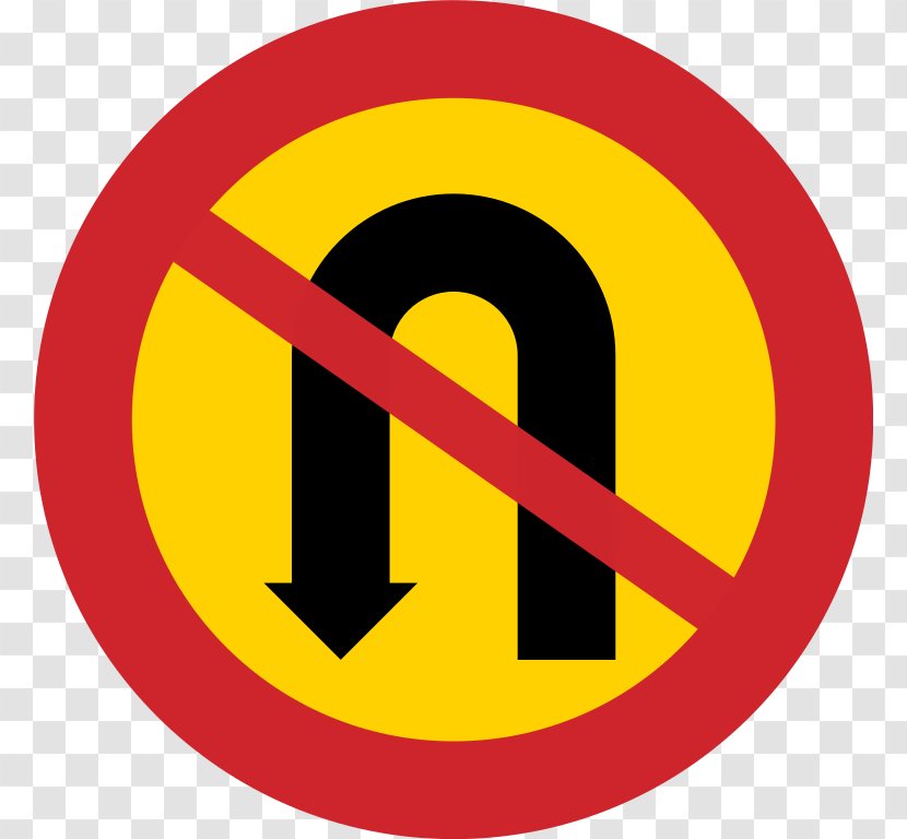 Prohibitory Traffic Sign U-turn Road Signs In Singapore - Yellow Transparent PNG