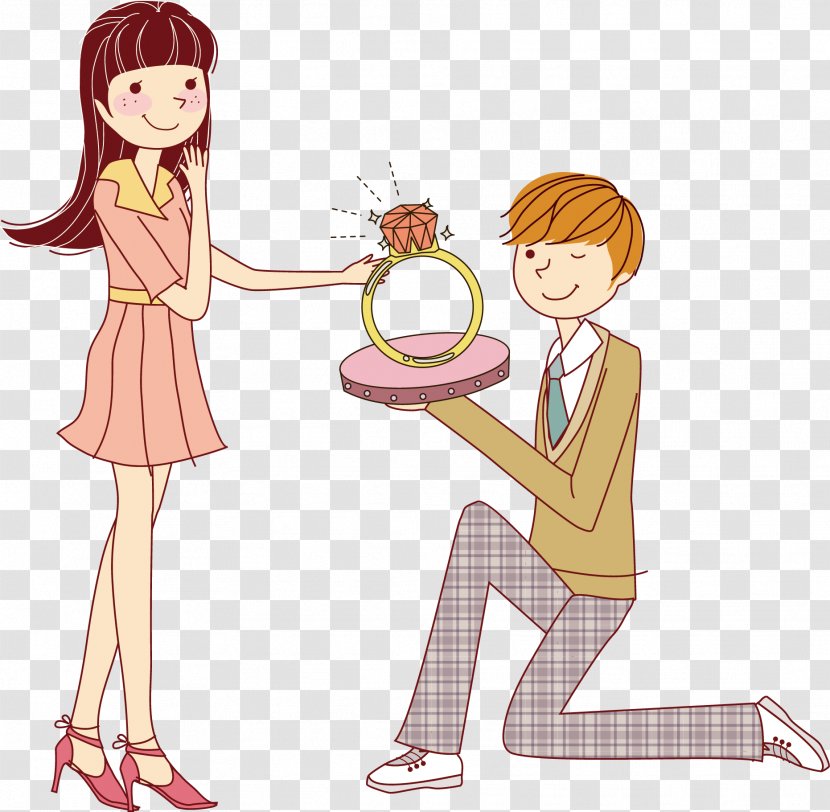 Marriage Proposal Cartoon Significant Other Illustration - Watercolor - To Boys Marry The Transparent PNG