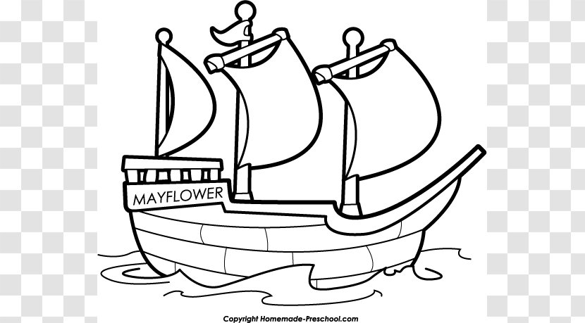 Ship Boat Black And White Clip Art - Sailboat - Silhouttee Mayflower Cliparts Transparent PNG