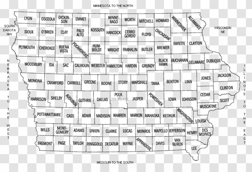 Iowa County, Carroll Scott Johnson Monona - Watercolor - Map Transparent PNG
