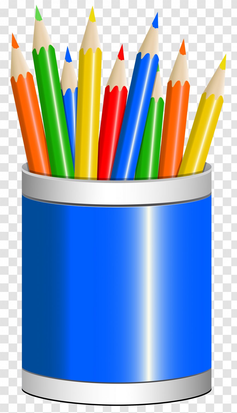 Pencil Cup Drawing Clip Art - Office Supplies - Blue Clipart Image Transparent PNG