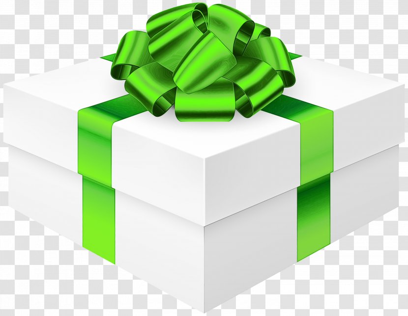 Green Ribbon Present Gift Wrapping - Wet Ink Transparent PNG