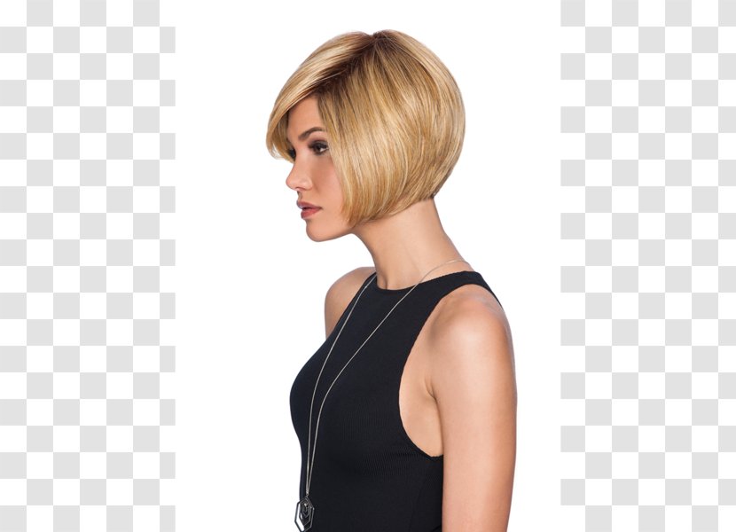 Blond Bob Cut Layered Hair Bangs Wig Transparent PNG