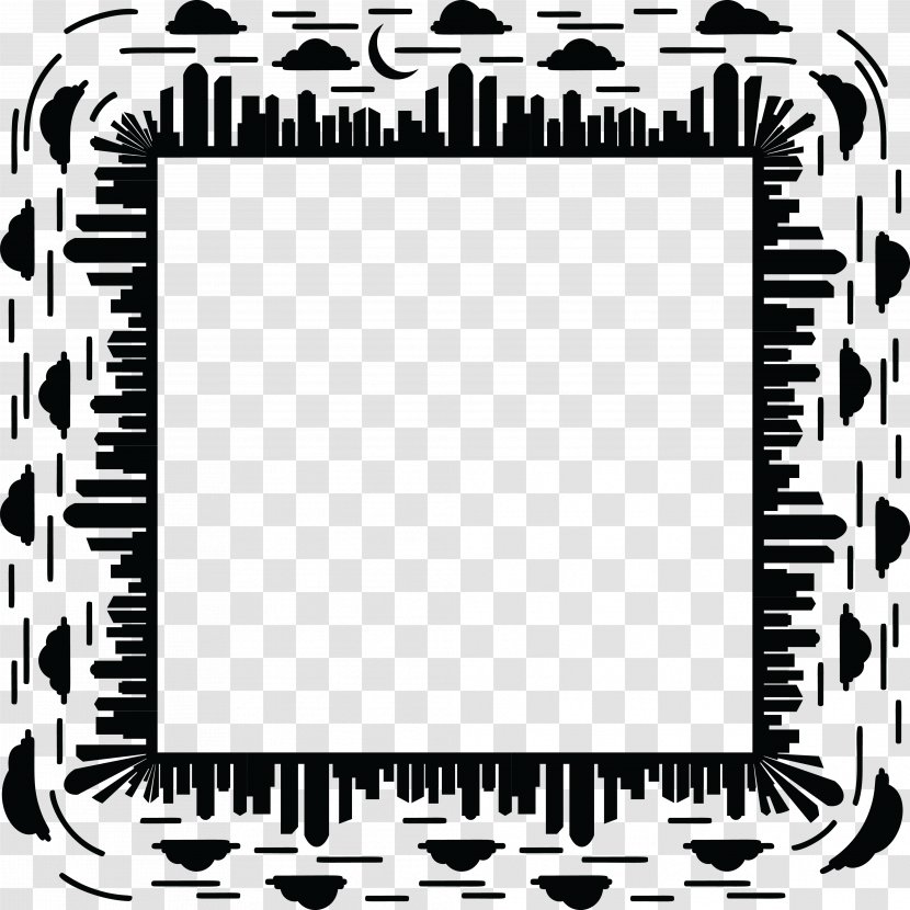Picture Frames Black And White Skyline Borders - Frame - Mosaice Vector Transparent PNG