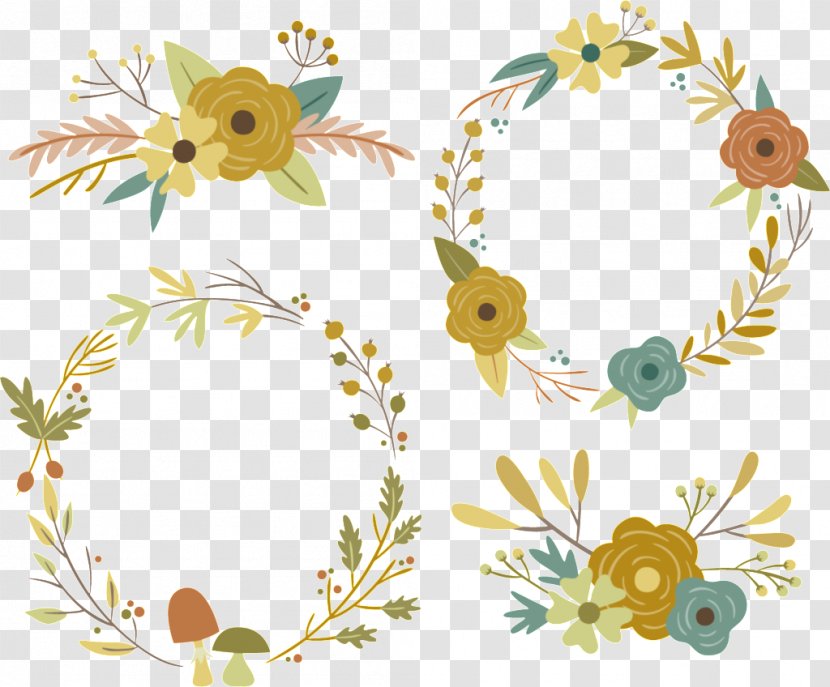 Floral Design Garland Vector Graphics Wreath Flower - Cdr - Advice Ornament Transparent PNG