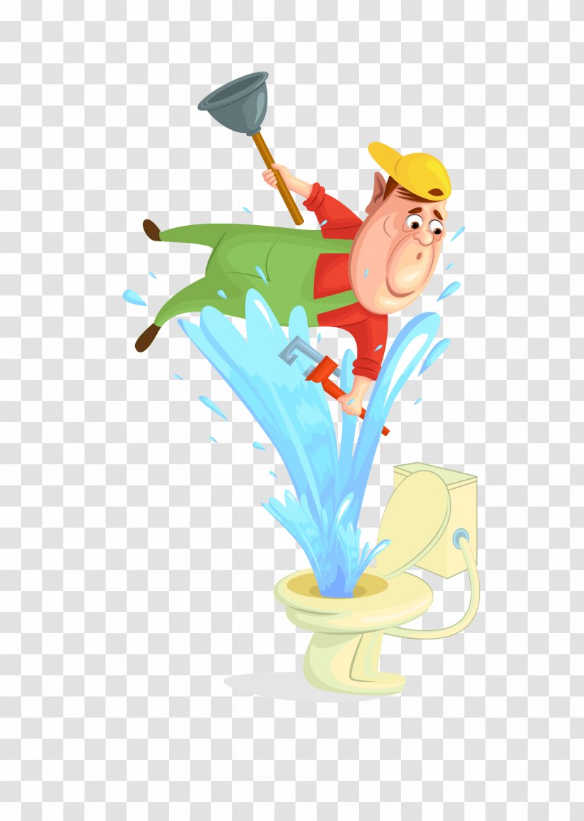 Cartoon Toilet Illustration - Fictional Character - Vector Repair Workers Transparent PNG