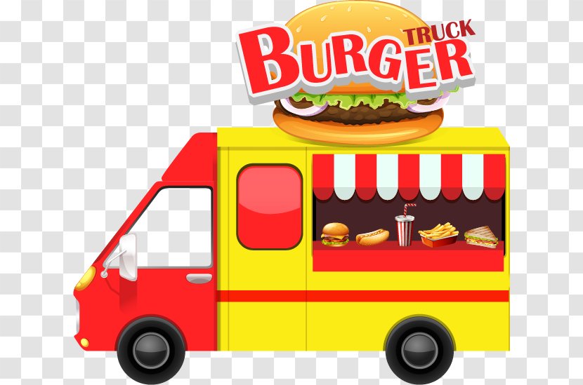 Hamburger Hot Dog Fast Food French Fries Street - School Bus - Burger Vector Car Material Transparent PNG